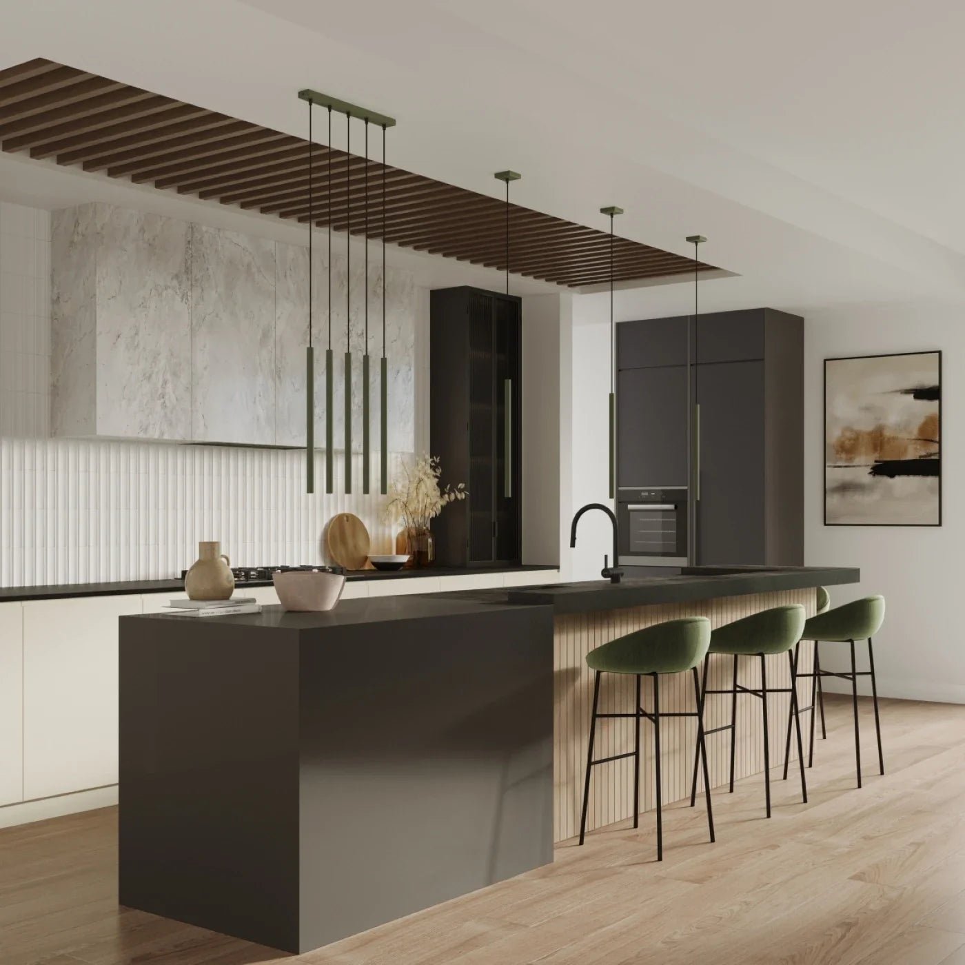 PASTELO-Pendelleuchten aus Naturholz und Beton – architektonisches Design trifft natürliche Wärme