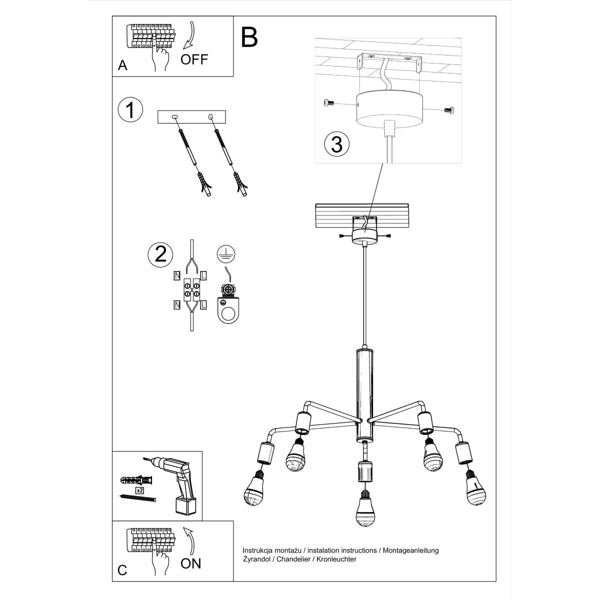 Kronleuchter "Duomo 5" – Kronleuchter in Schwarz | Dexity Lichtdesign