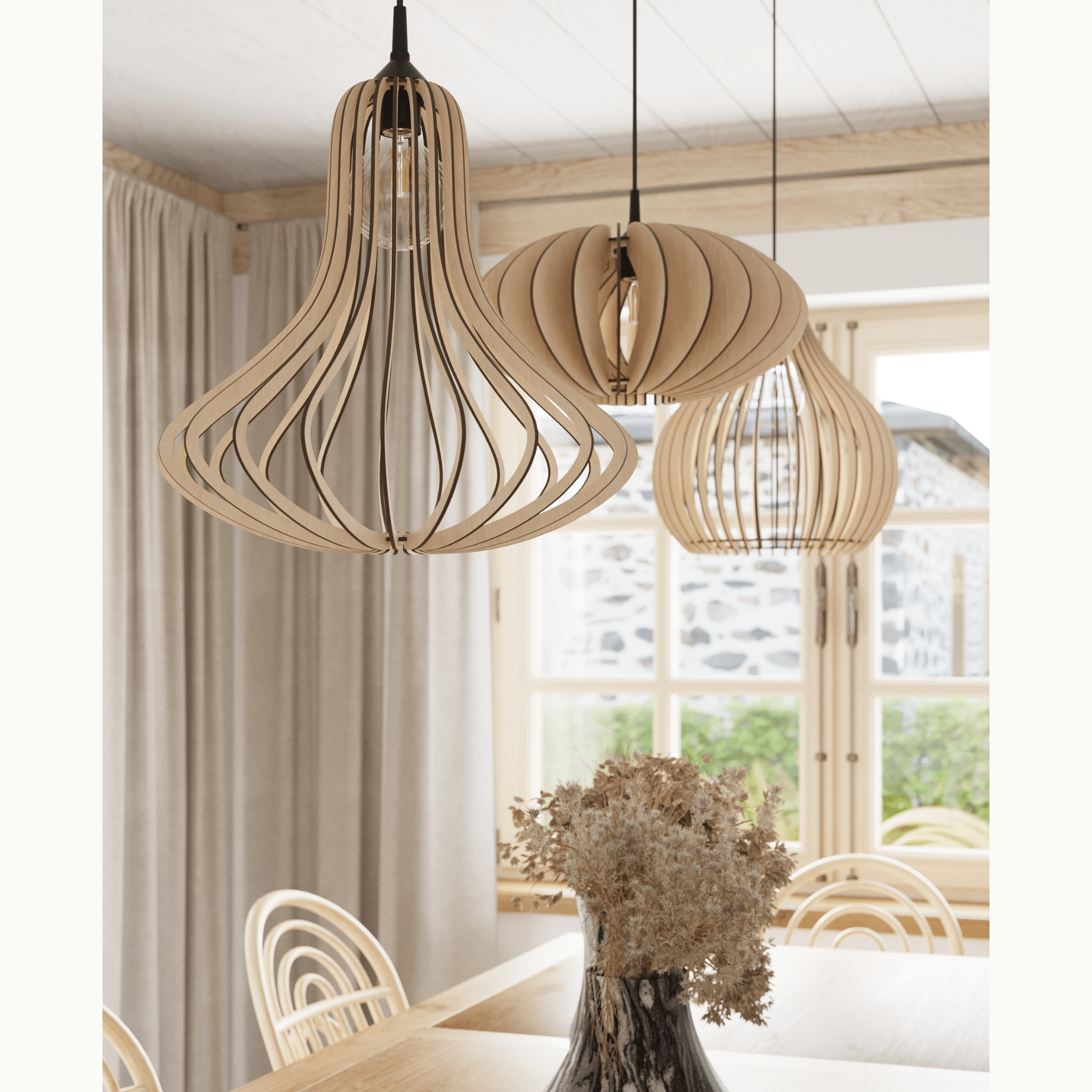 Hängeleuchte "Aprilla" – Pendelleuchten in Naturholz | Dexity Lichtdesign