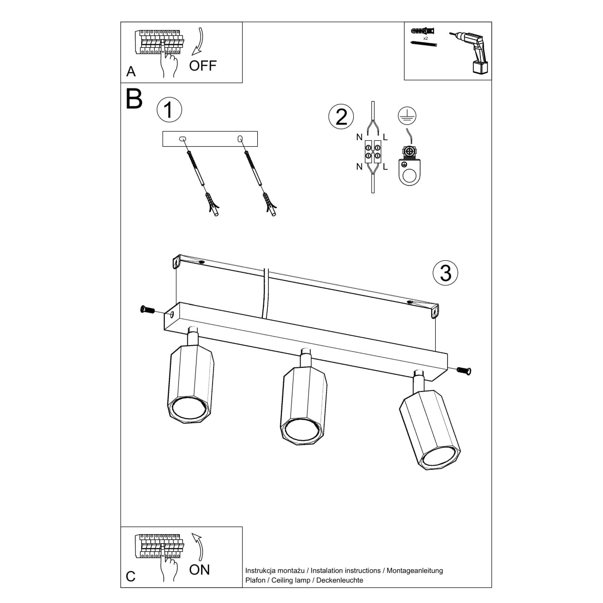 Deckenleuchte "Zeke 3" – Deckenlampen in Naturholz | Dexity Lichtdesign