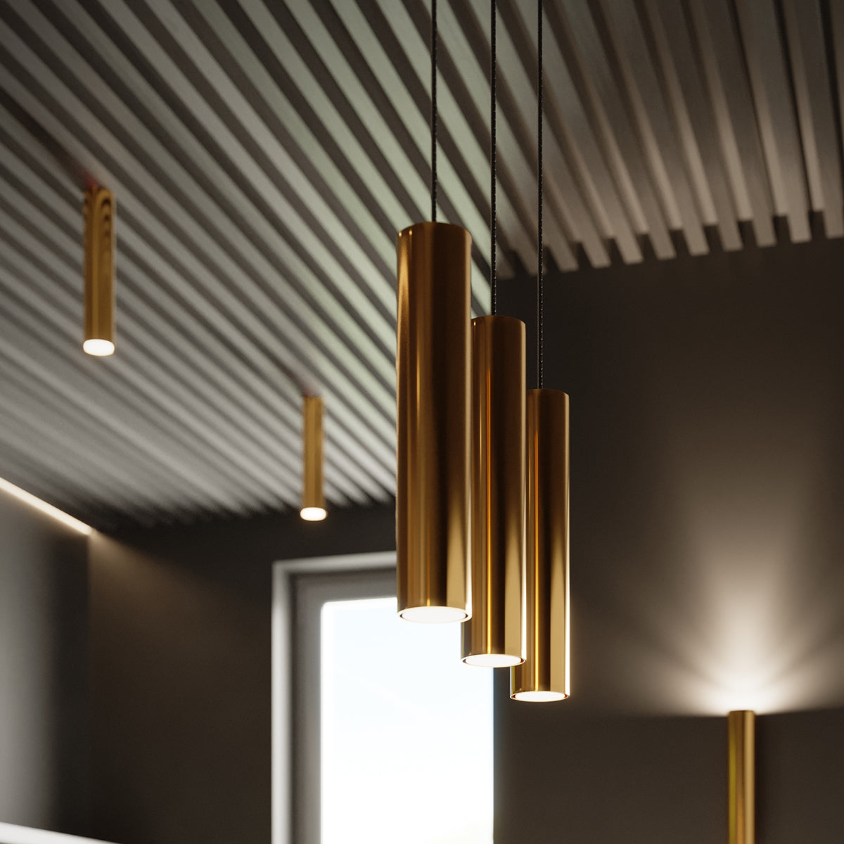 Pendelleuchten "LAGOS 3" Glanzgold