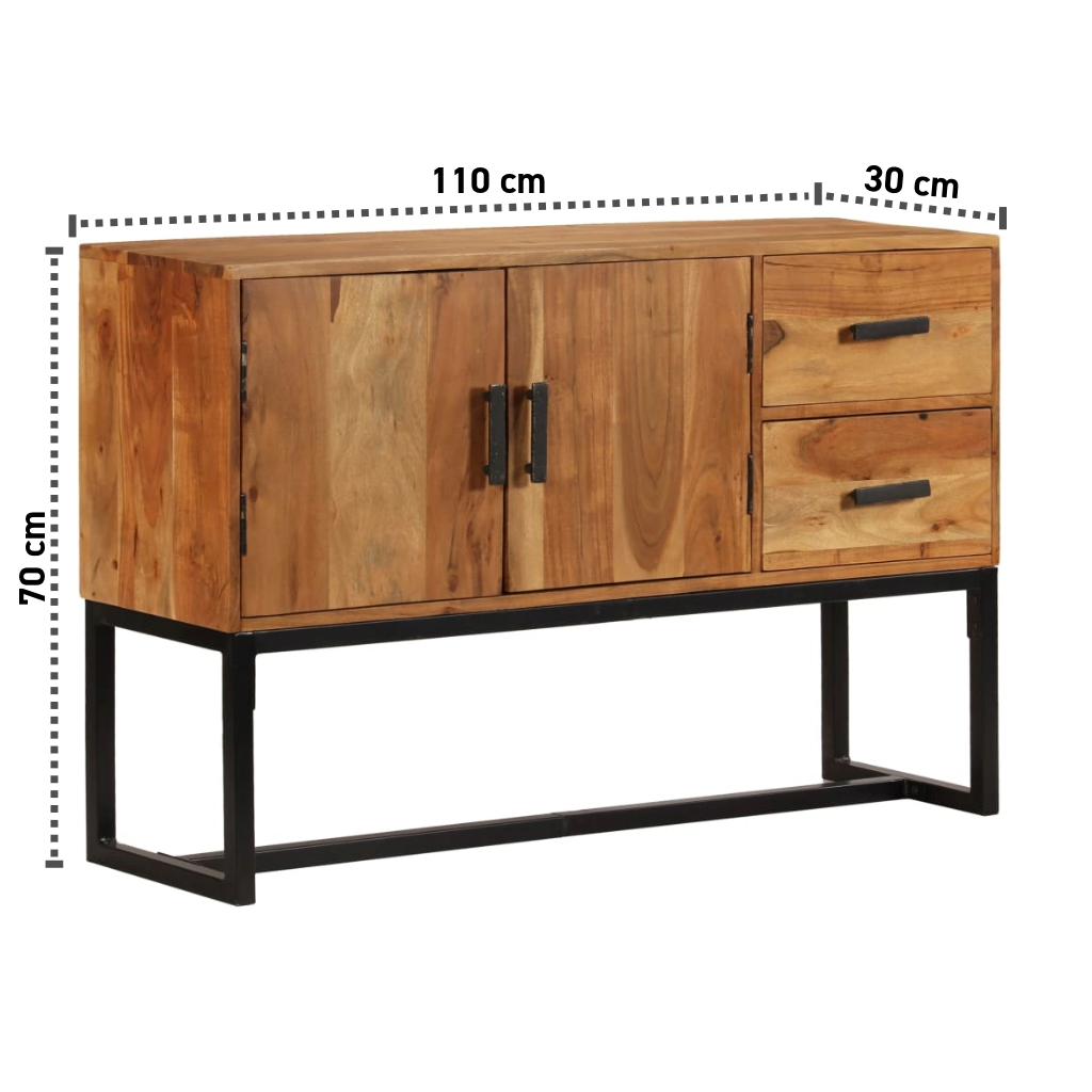 Sideboard 110x30x70 cm Massives Akazieholz
