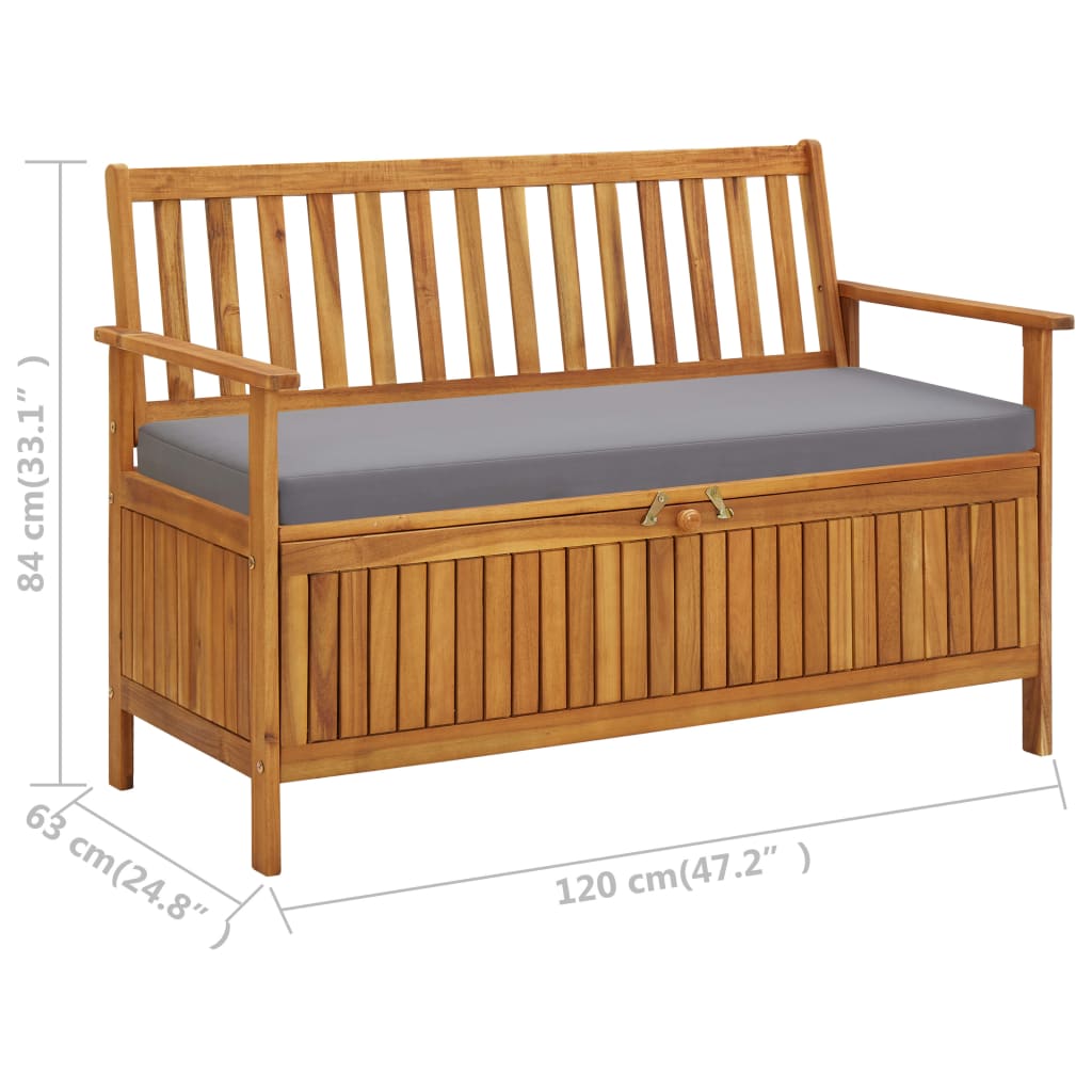 Gartenbank mit Stauraum 120 cm Akazienholz