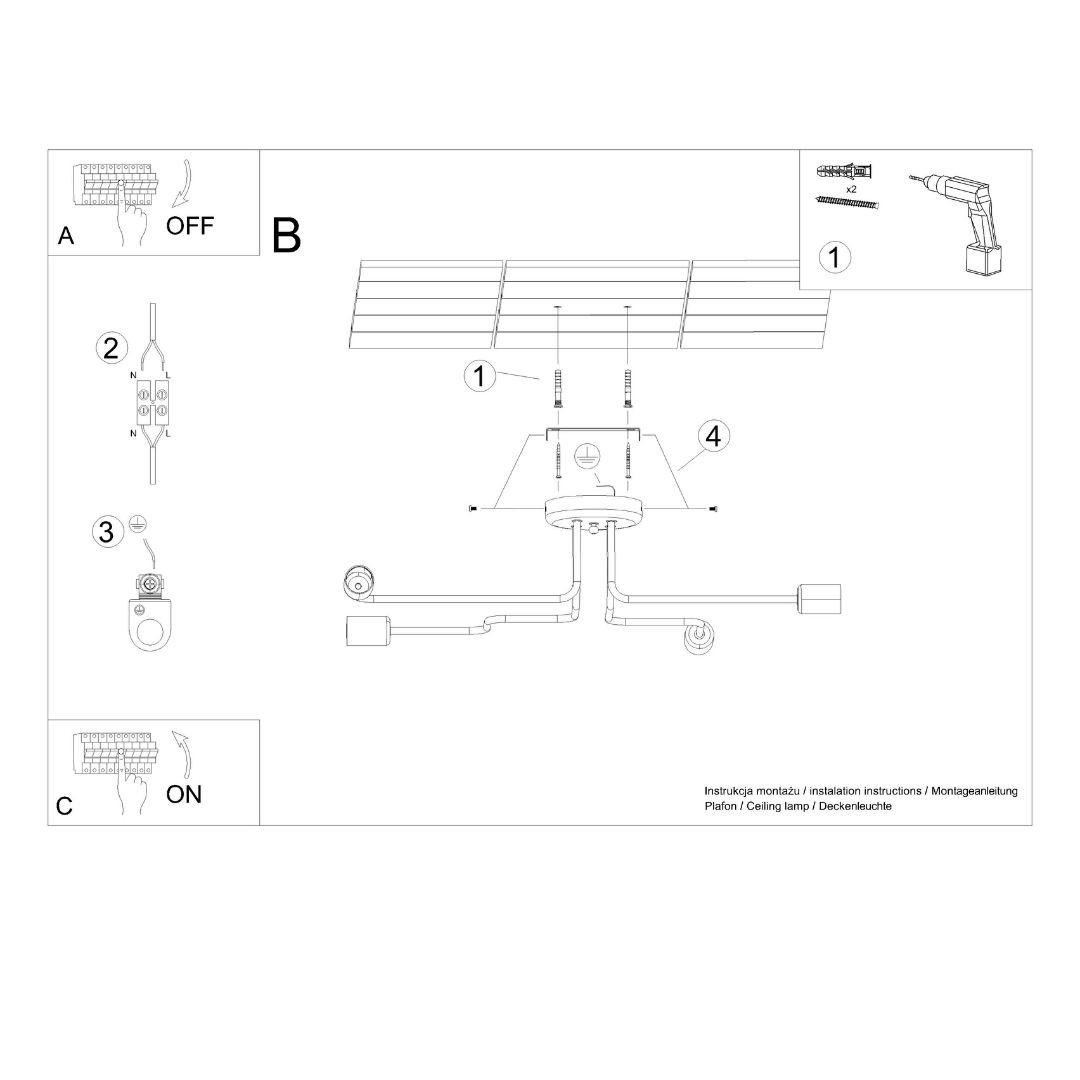 Deckenleuchte "Vector 4" â Deckenlampen in Schwarz | Dexity Lichtdesign