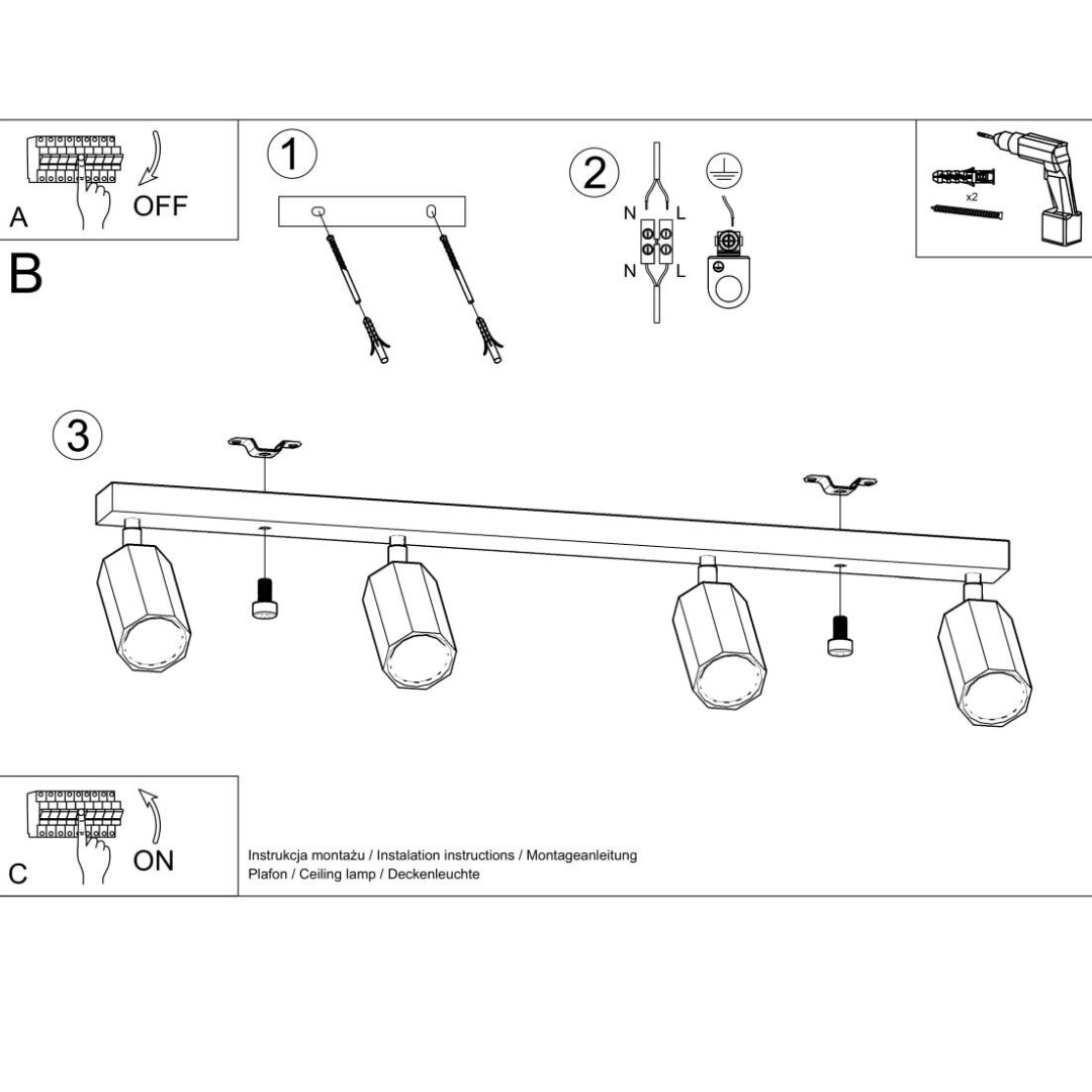 Deckenleuchte "Zeke 4" – Deckenlampen in Naturholz | Dexity Lichtdesign