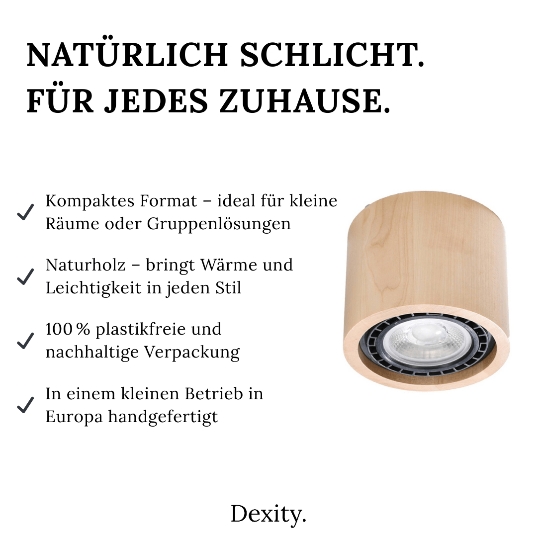 Naturholz - Deckenleuchte "Basic 1" – Deckenlampen in Naturholz | Dexity Lichtdesign