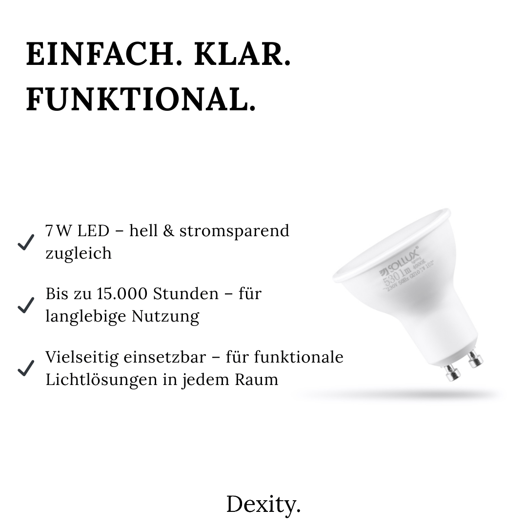 LED - Glühbirne GU10 – 7W, 4000K, 530lm – Glühbirnen in | Dexity Lichtdesign