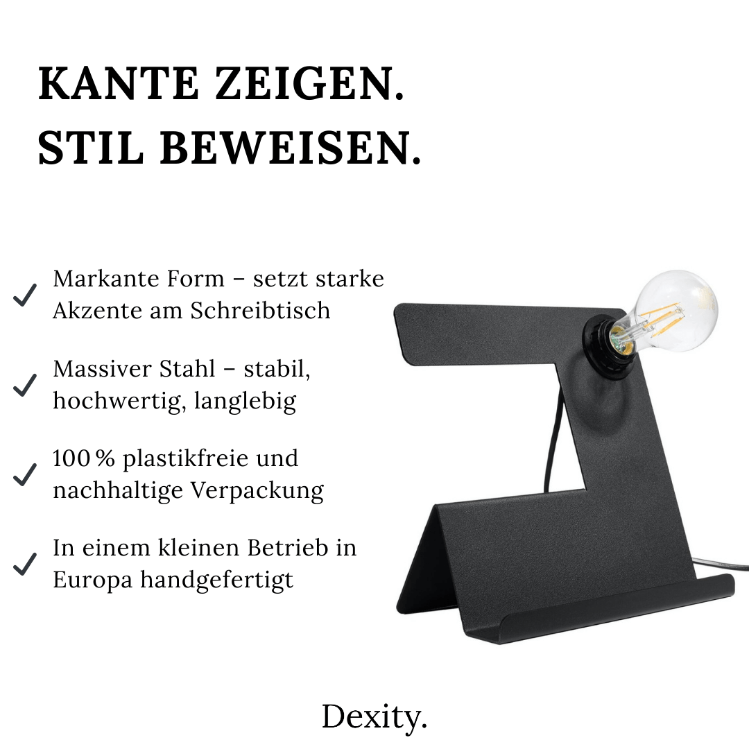 Tischleuchte "Incline" – Schreibtischlampen in Schwarz | Dexity Lichtdesign
