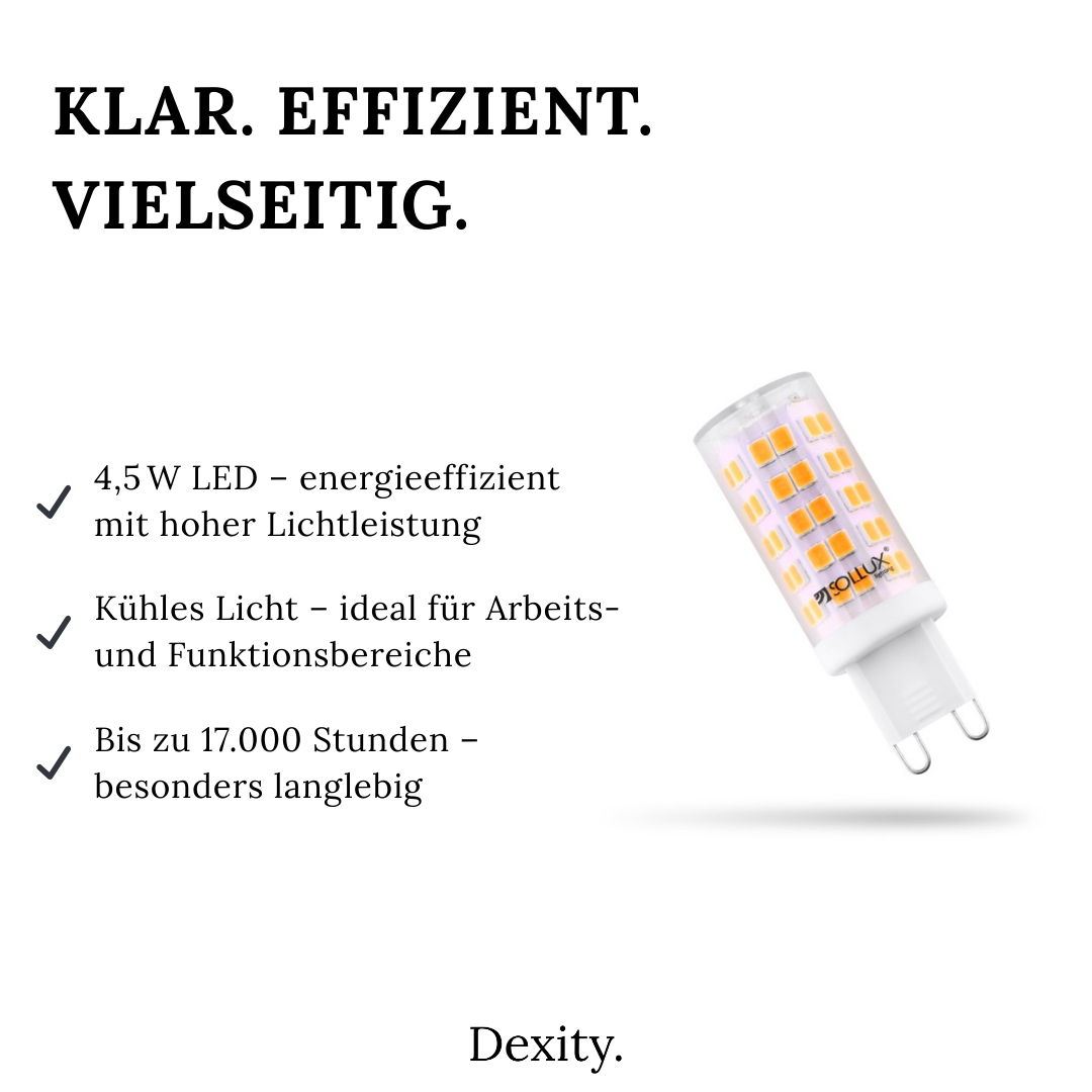 LED-Glühbirne G9 – 4,5W, 4000K, 460lm