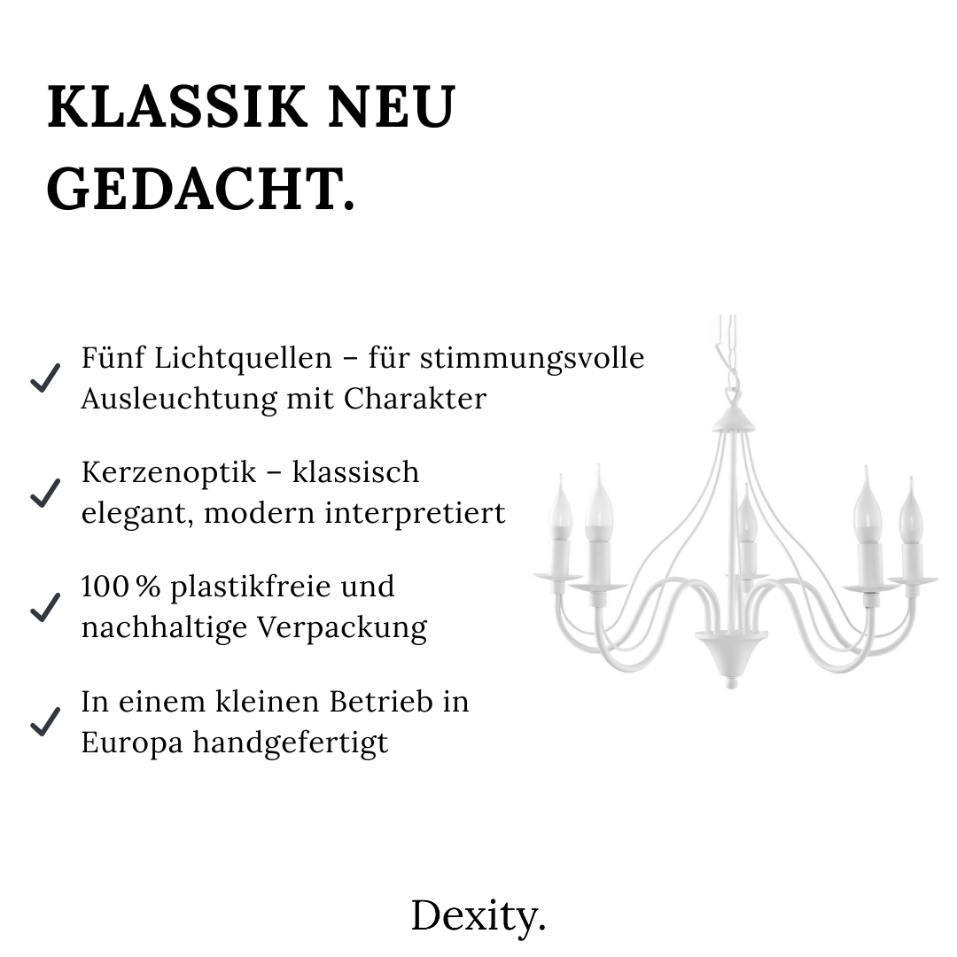 Kronleuchter "Minerwa 5" – Kronleuchter in Weiß | Dexity Lichtdesign