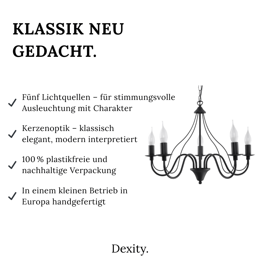 Kronleuchter "Minerwa 5" – Kronleuchter in Schwarz | Dexity Lichtdesign