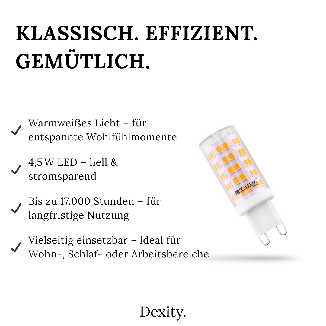 LED - Glühbirne G9 – 4,5W, 3000K, 450lm – Glühbirnen in | Dexity Lichtdesign