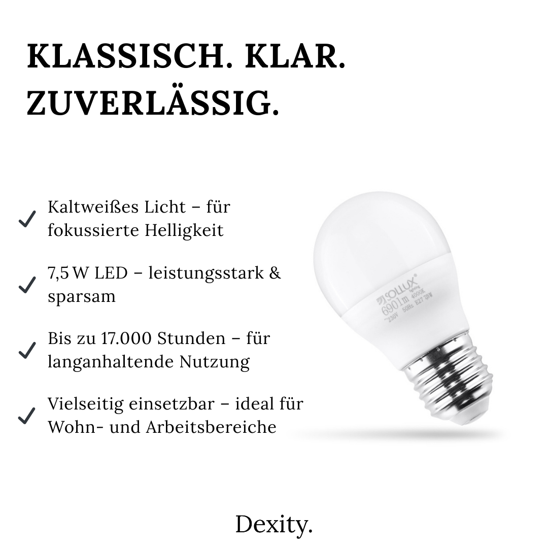 LED-Glühbirne E27 – 7,5W, 4000K, 690lm