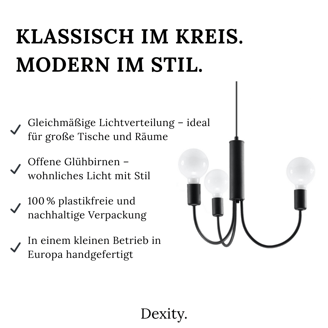 Kronleuchter "Piccolo 3" â Kronleuchter in Schwarz | Dexity Lichtdesign