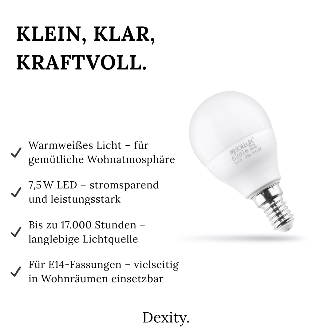 LED - Glühbirne E14 3000K 7,5W 620lm – Glühbirnen in | Dexity Lichtdesign