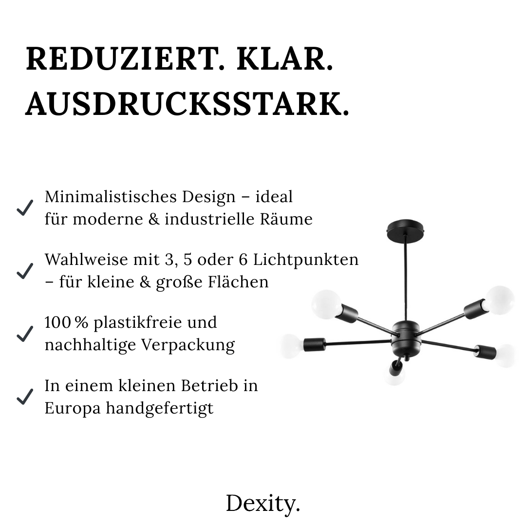 Kronleuchter "Lango 5" – Kronleuchter in Schwarz | Dexity Lichtdesign