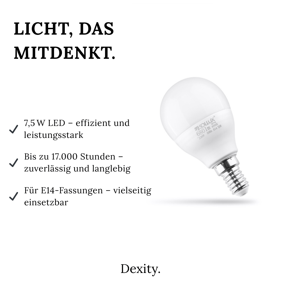 LED - Glühbirne E14 – 7,5W, 4000K, 680lm – Glühbirnen in | Dexity Lichtdesign