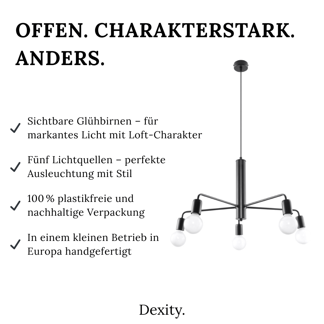 Kronleuchter "Duomo 5" – Kronleuchter in Schwarz | Dexity Lichtdesign