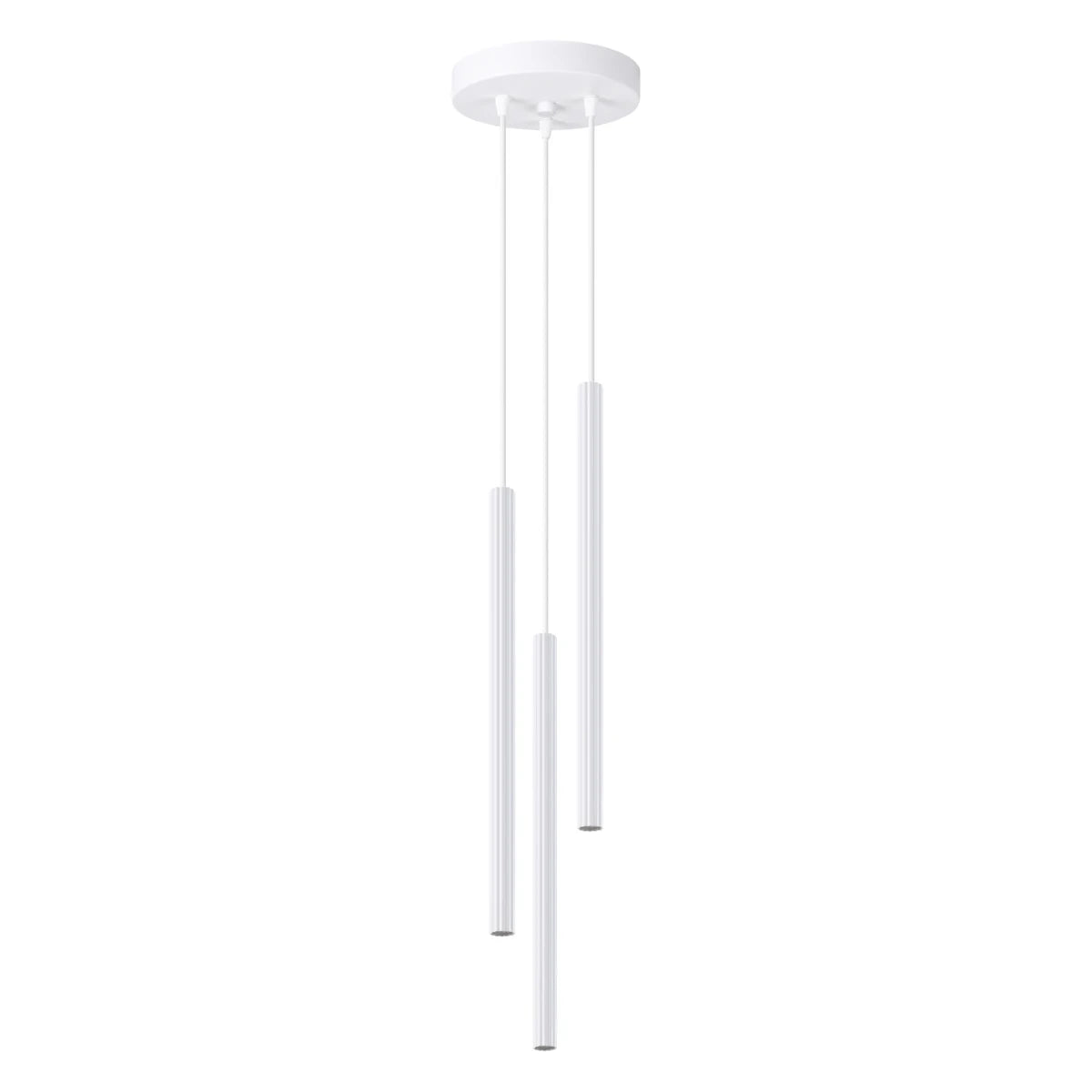Moderne Pendelleuchte CORA 3P in Weiß mit drei schmalen Lichtzylindern – minimalistisches Design für Esszimmer und Wohnzimmer.