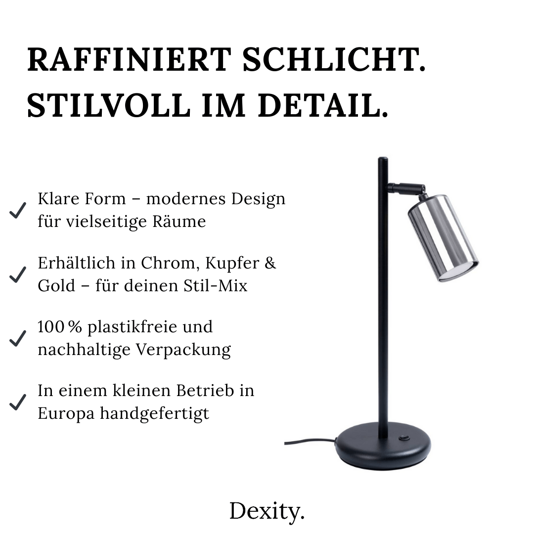 Tischlampe "Winx" – Schreibtischlampen in Chrom | Dexity Lichtdesign