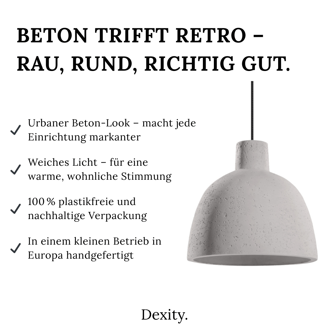 Beton - Hängeleuchte "Damaso" – Pendelleuchten in Betongrau | Dexity Lichtdesign