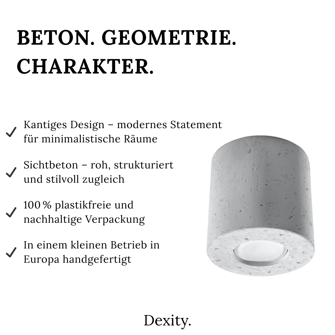 Beton - Deckenleuchte "Orbis" – Deckenlampen in Betongrau | Dexity Lichtdesign