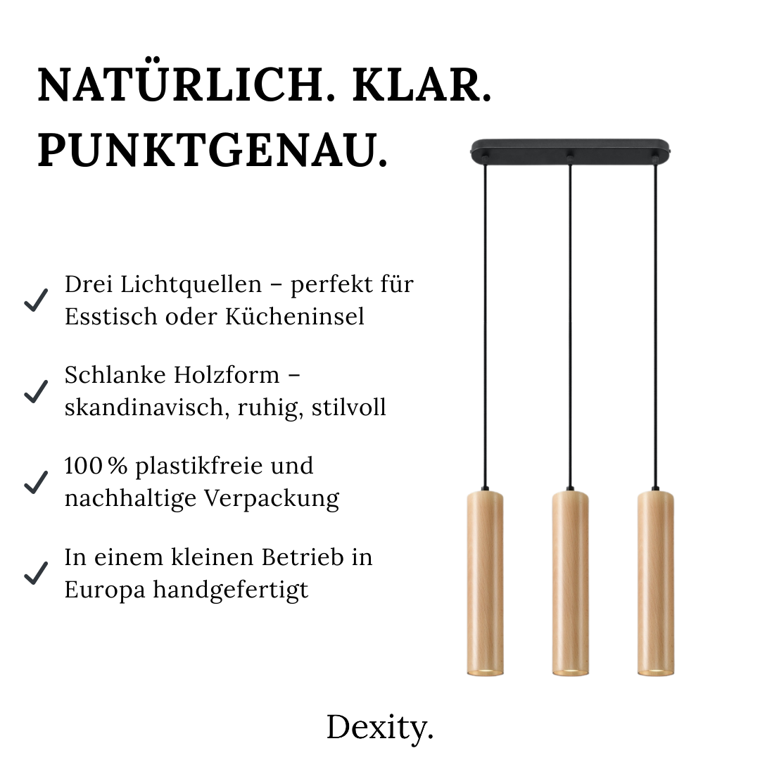 Naturholz-Hängeleuchte „Lino 3“