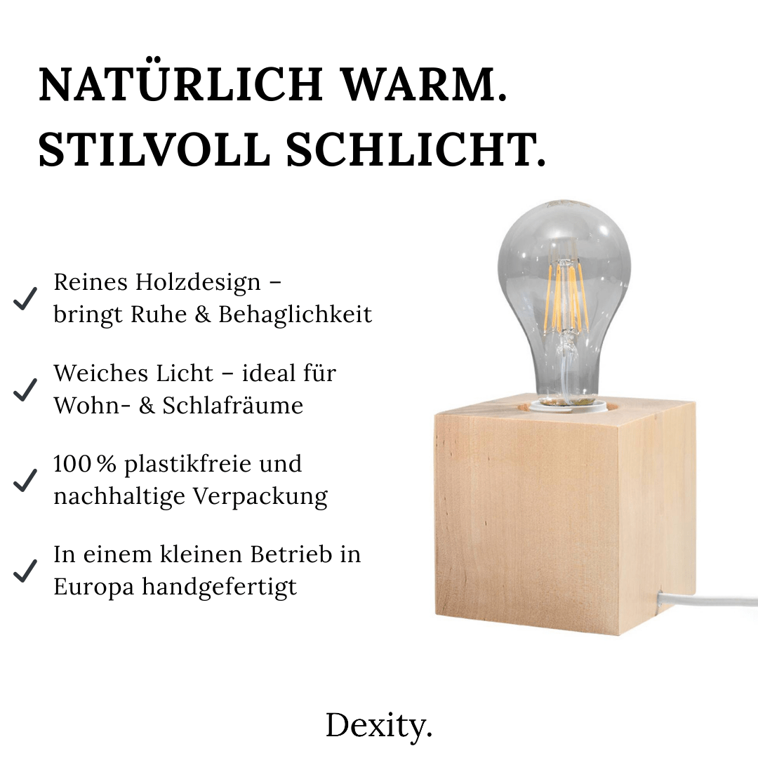 Holz - Tischleuchte "Ariz" – Schreibtischlampen in Naturholz | Dexity Lichtdesign