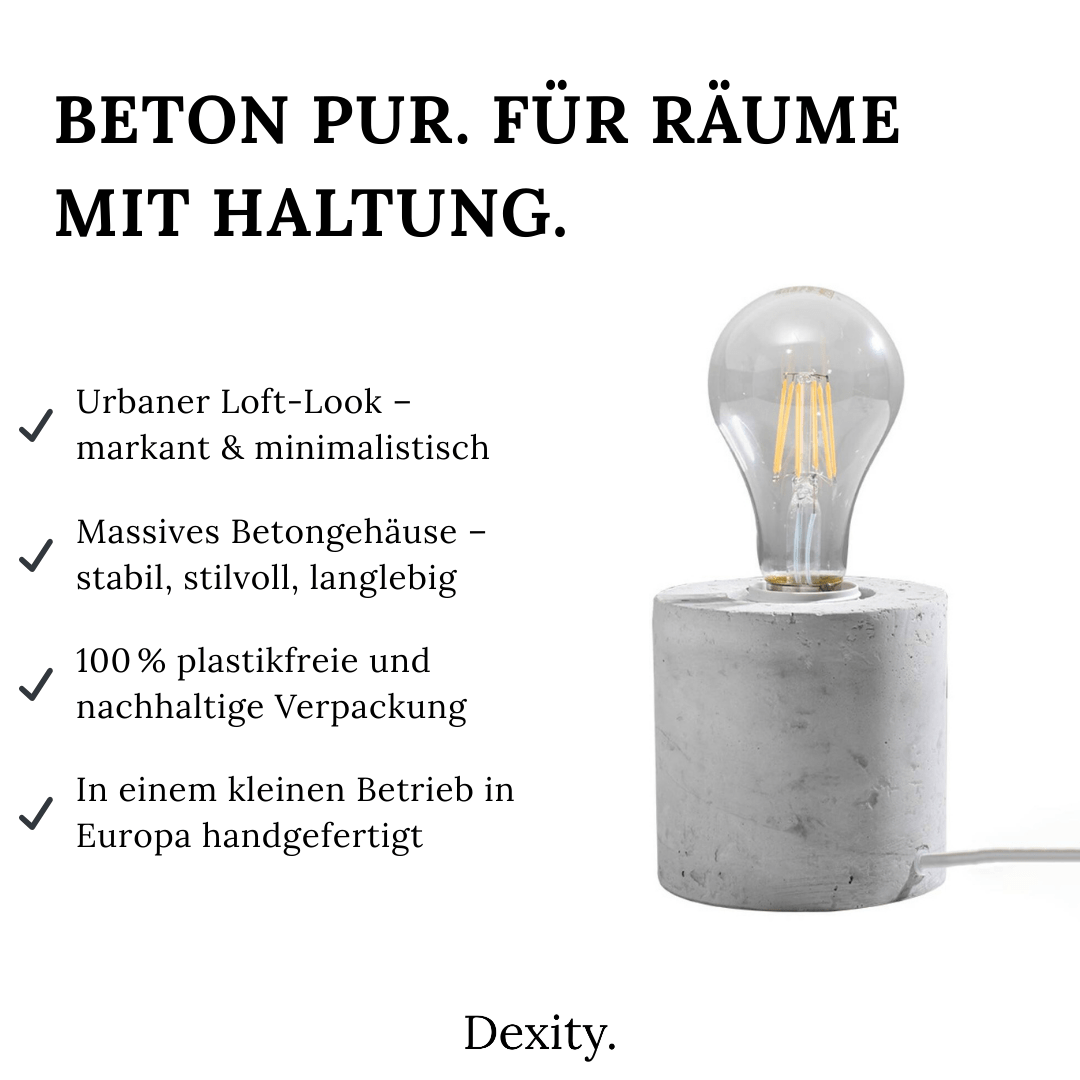 Beton - Tischleuchte "Salgado" â Schreibtischlampen in Betongrau | Dexity Lichtdesign
