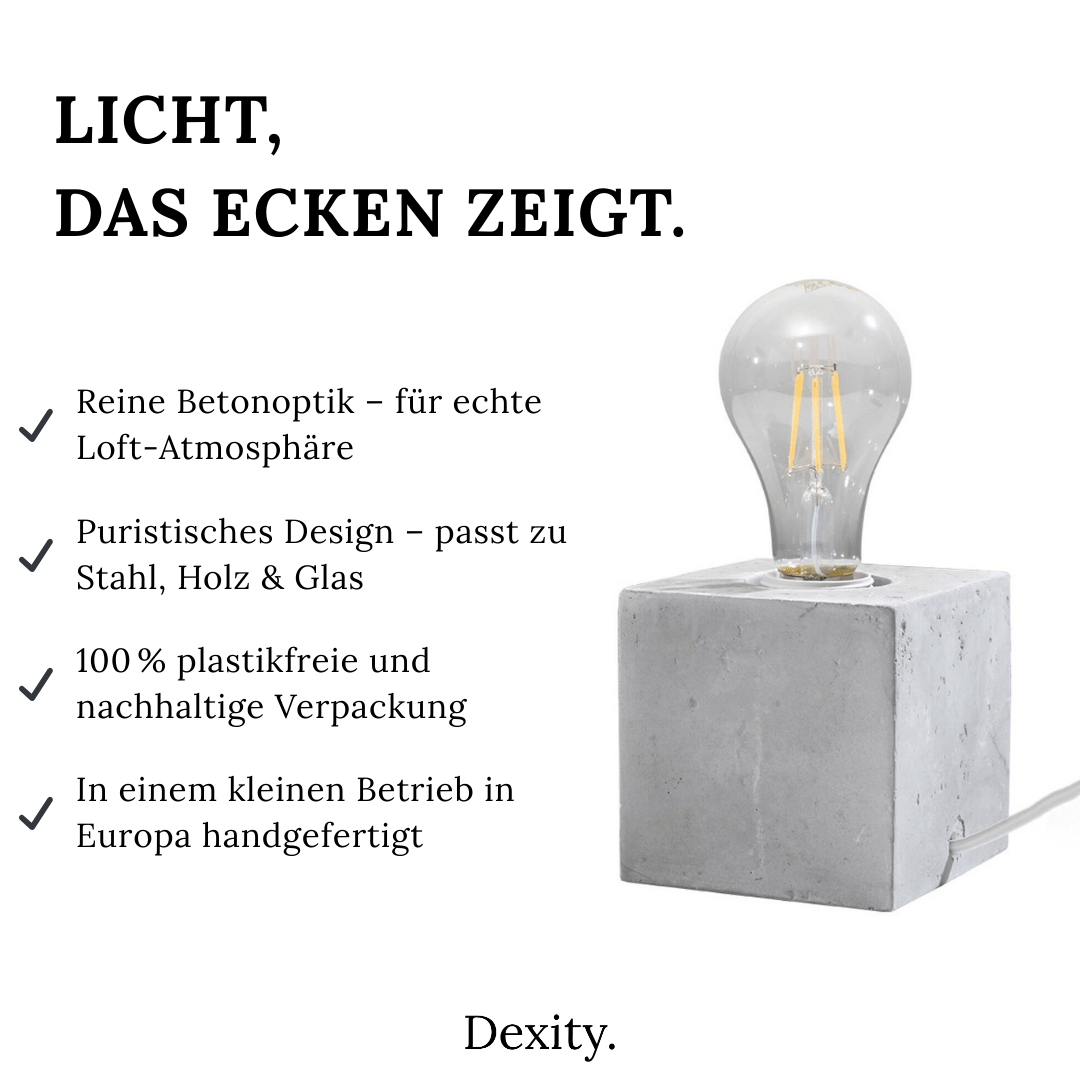 Beton - Tischleuchte "Ariz" – Schreibtischlampen in Betongrau | Dexity Lichtdesign