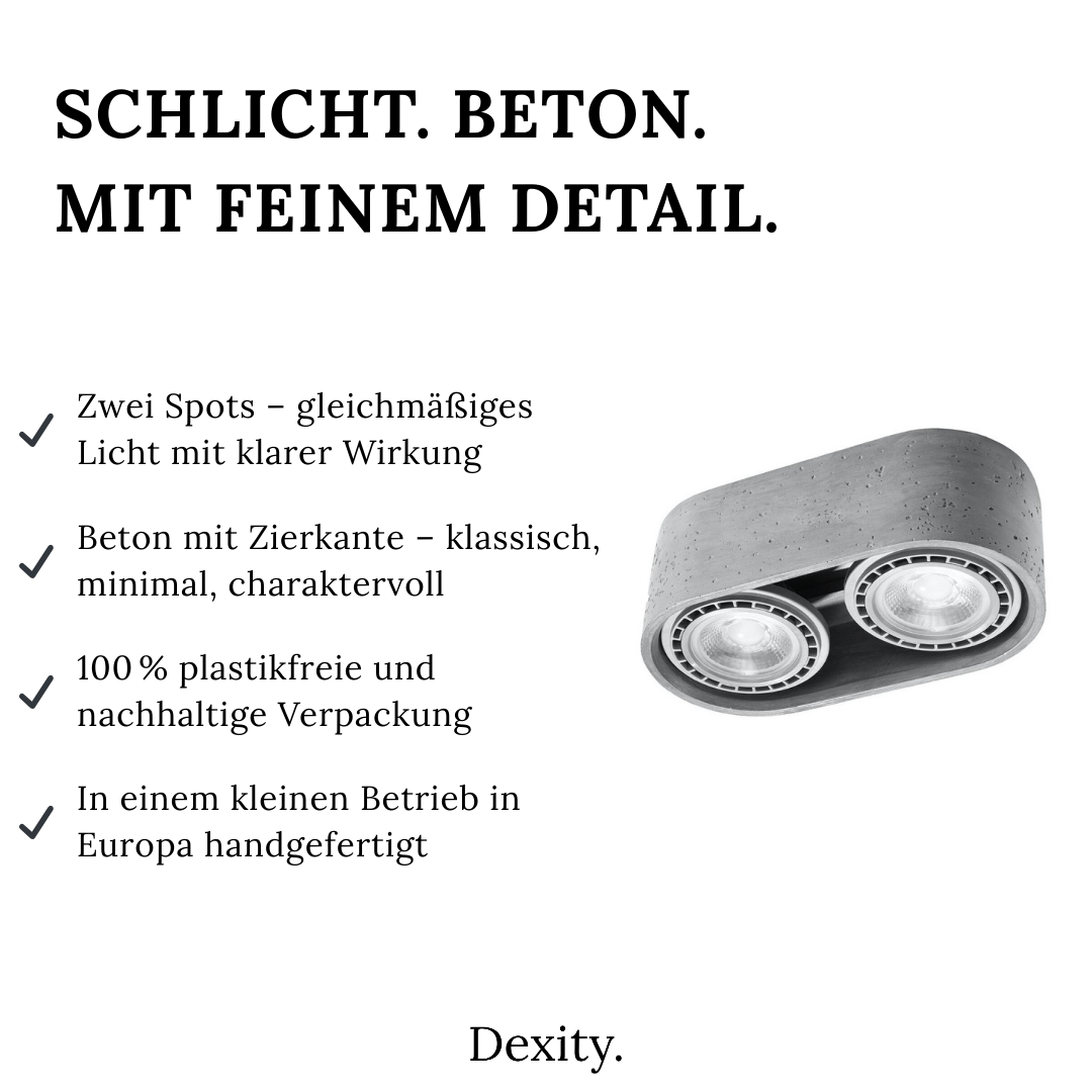 Beton - Deckenleuchte "Basic 2" – Deckenlampen in Betongrau | Dexity Lichtdesign
