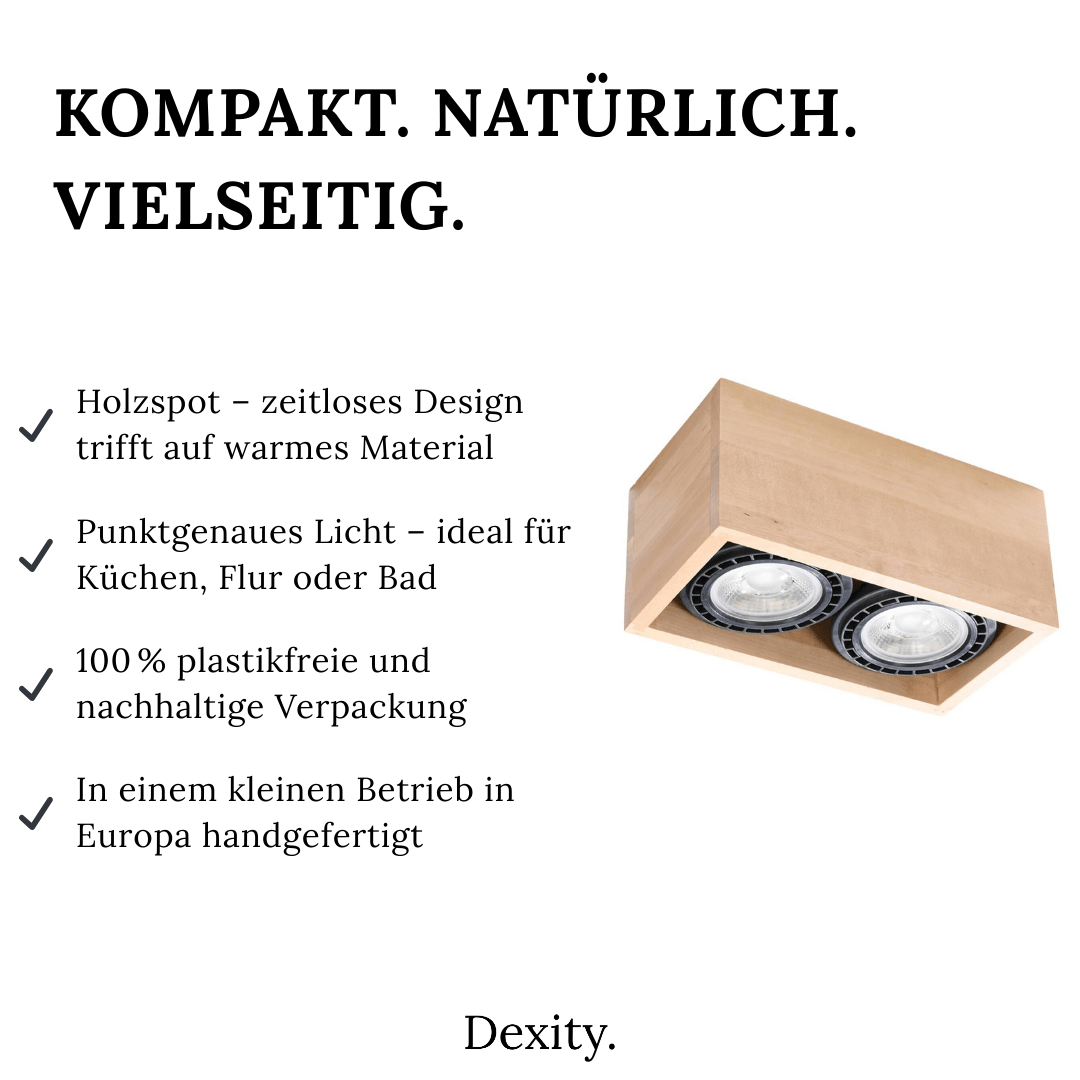 Naturholz - Deckenleuchte "Quatro 2" – Deckenlampen in Naturholz | Dexity Lichtdesign