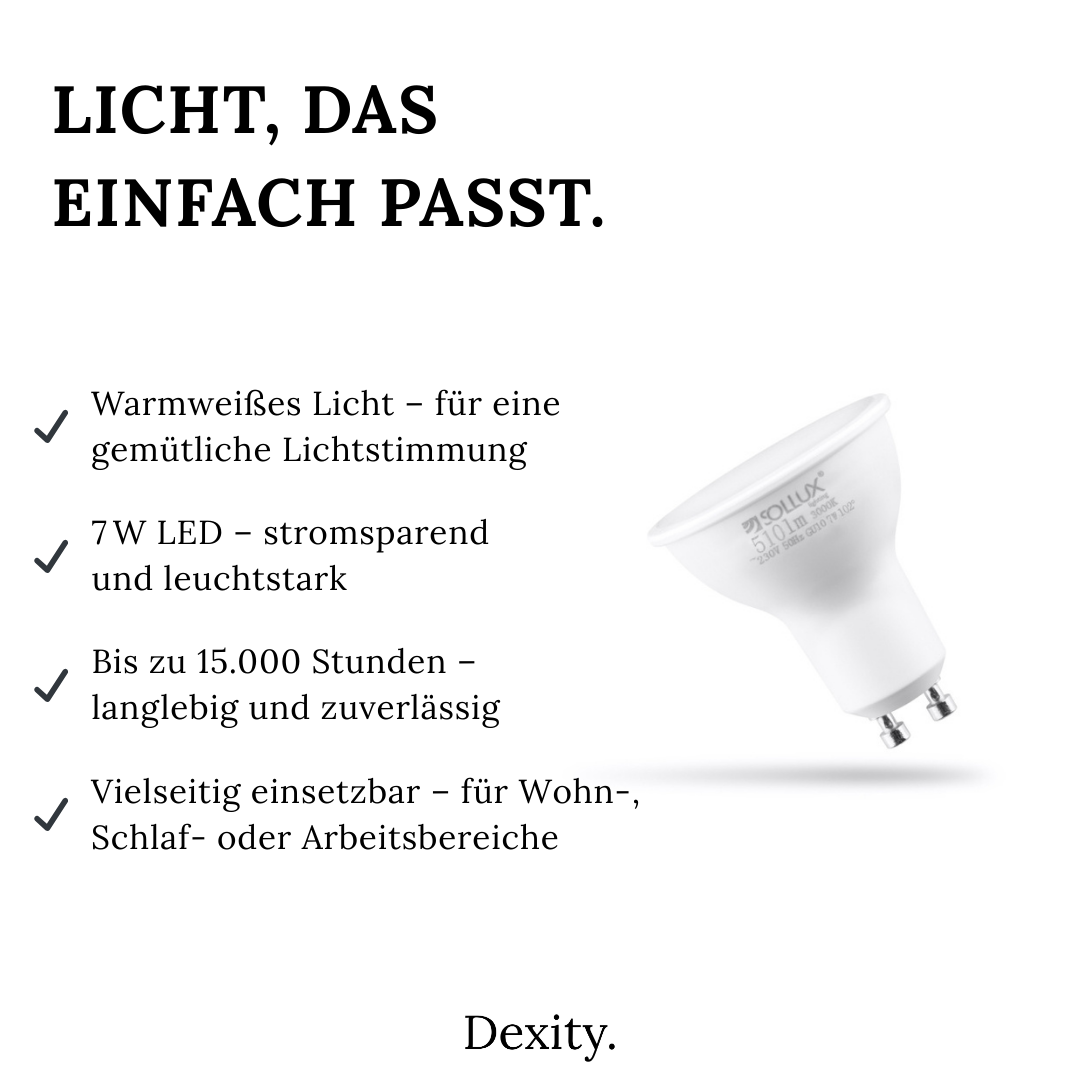LED-Glühbirne GU10 – 7W, 3000K, 510lm