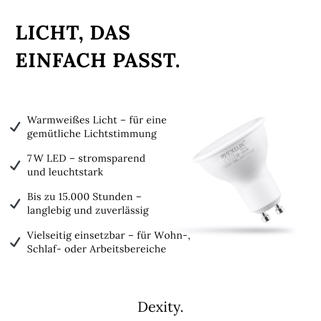 LED - Glühbirne GU10 – 7W, 3000K, 510lm – Glühbirnen in | Dexity Lichtdesign