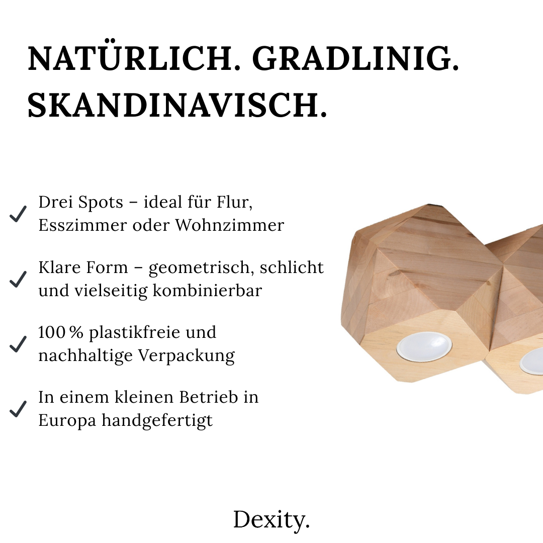 Naturholz-Deckenleuchte "Woody 3"