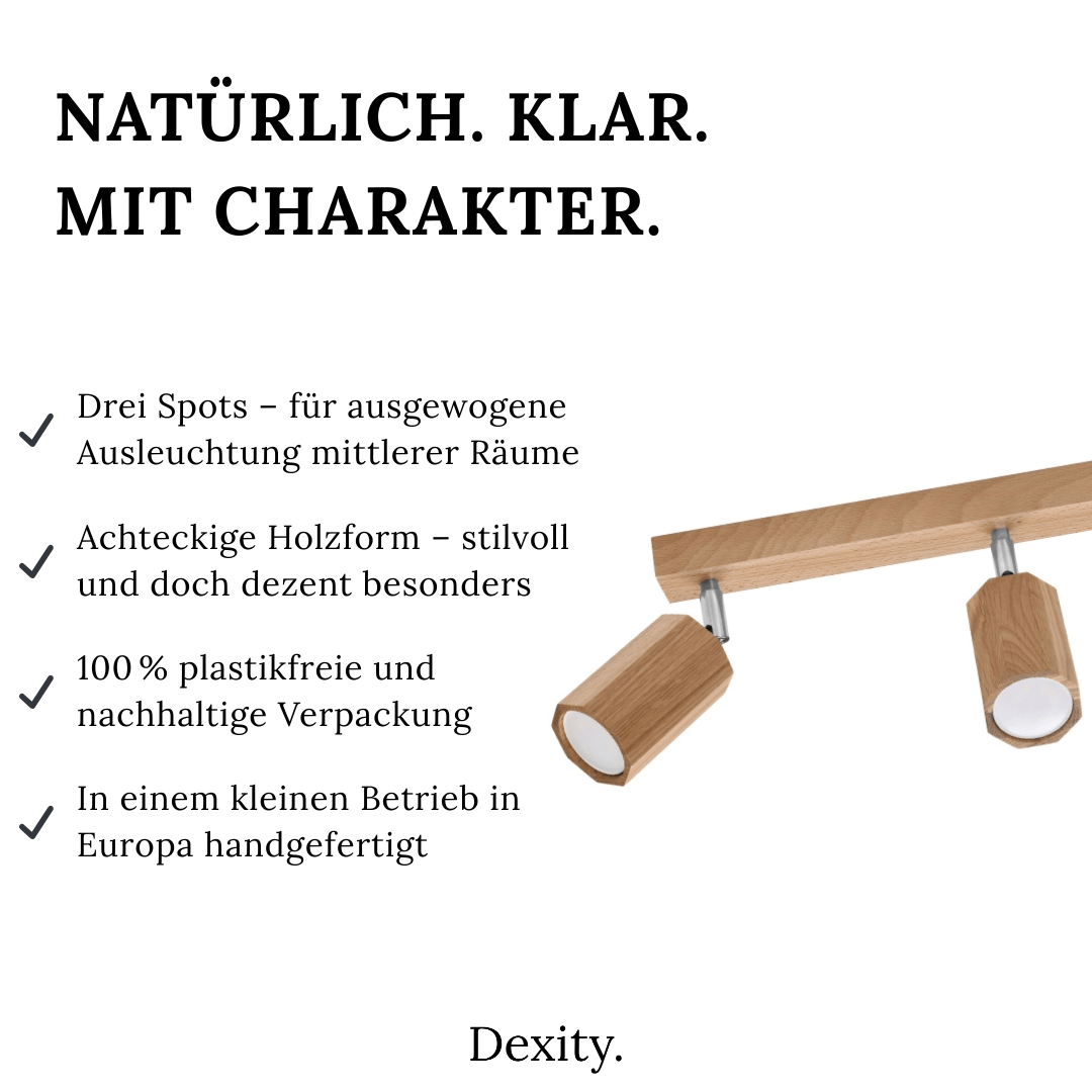 Deckenleuchte "Zeke 3" – Deckenlampen in Naturholz | Dexity Lichtdesign