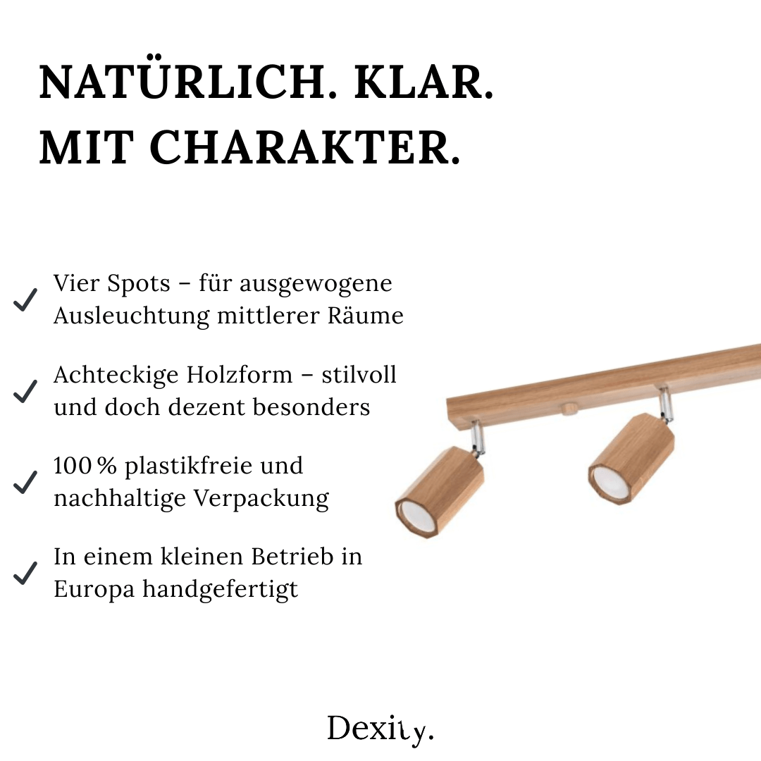 Deckenleuchte "Zeke 4" – Deckenlampen in Naturholz | Dexity Lichtdesign