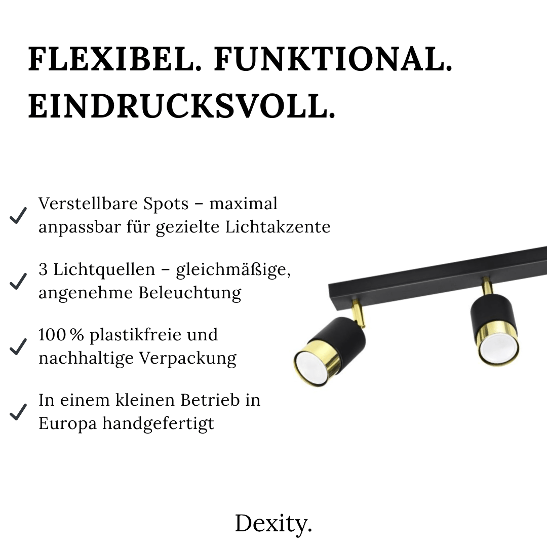 Deckenleuchte "Nero 3" – Deckenlampen in Gold | Dexity Lichtdesign