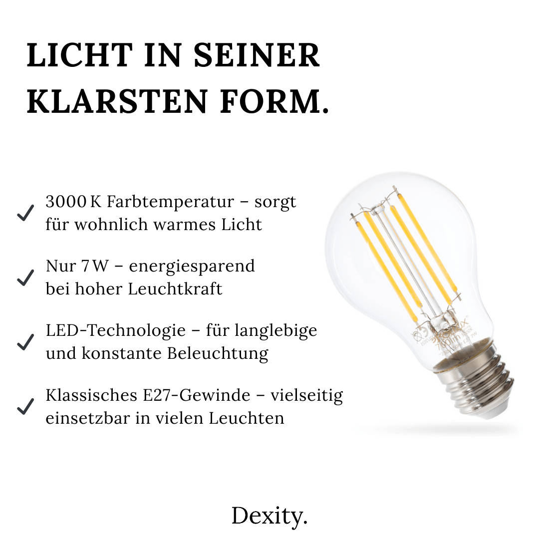 LED - Glühbirne E27 – 7W, 3000K, 760lm – Glühbirnen in | Dexity Lichtdesign