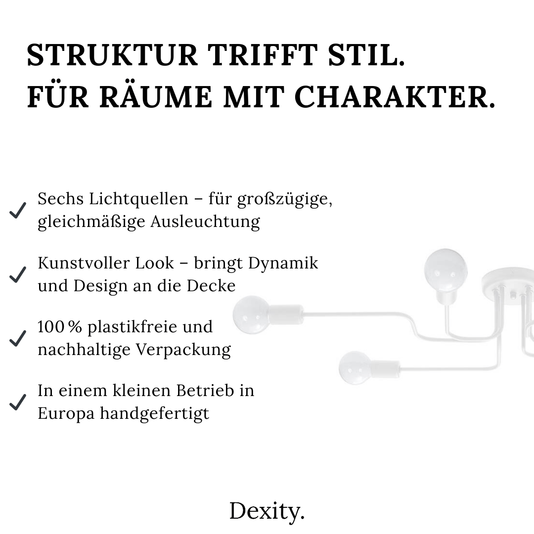 Deckenleuchte "Vector 6" – Deckenlampen in Weiß | Dexity Lichtdesign