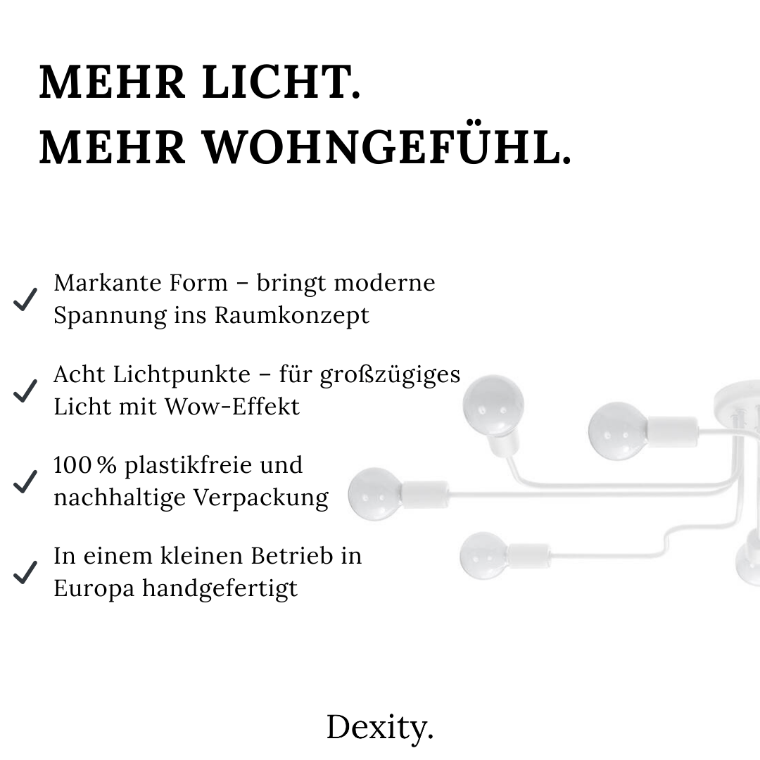 Deckenleuchte "Vector 8" – Deckenlampen in Schwarz | Dexity Lichtdesign