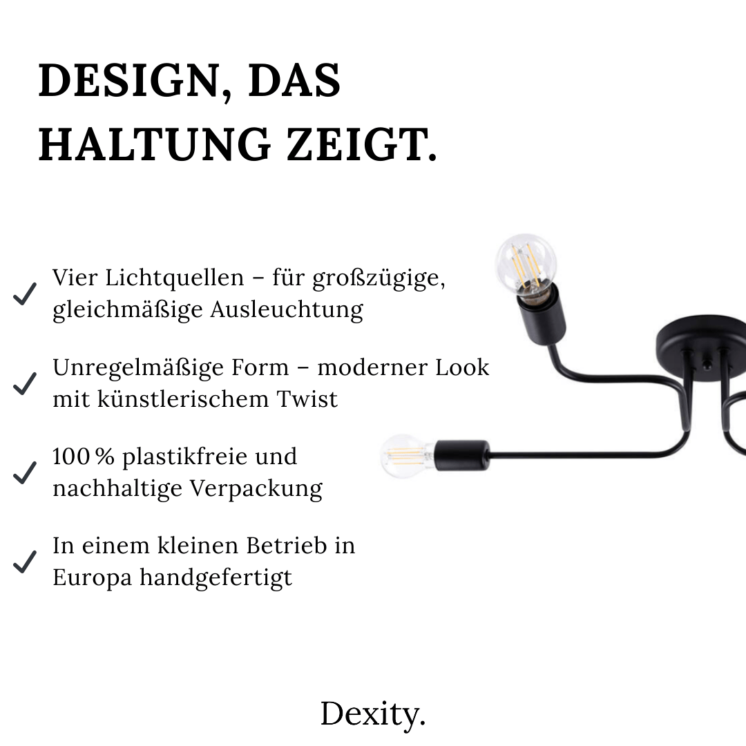 Deckenleuchte "Vector 4" â Deckenlampen in Schwarz | Dexity Lichtdesign