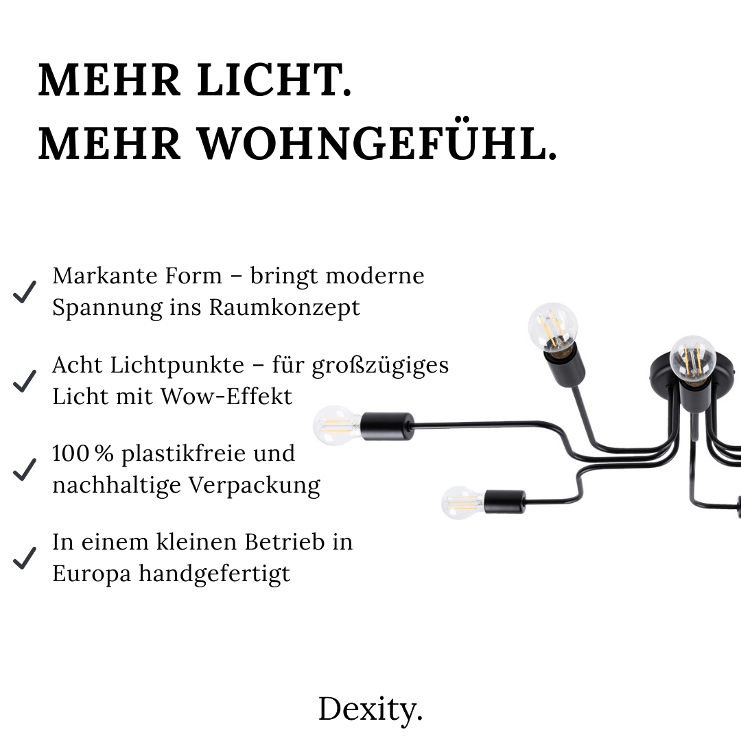 Deckenleuchte "Vector 8" – Deckenlampen in Schwarz | Dexity Lichtdesign
