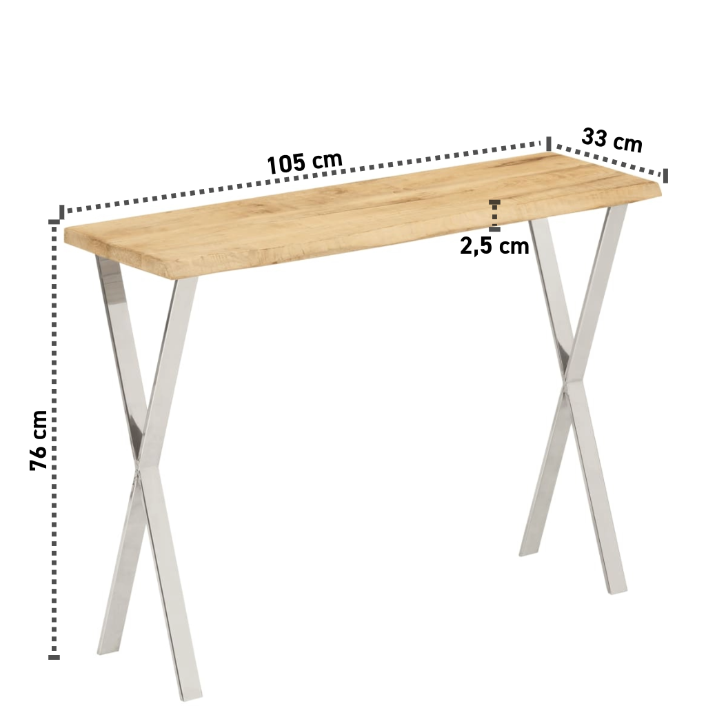 Konsolentisch mit Baumkante 105x33x76 cm