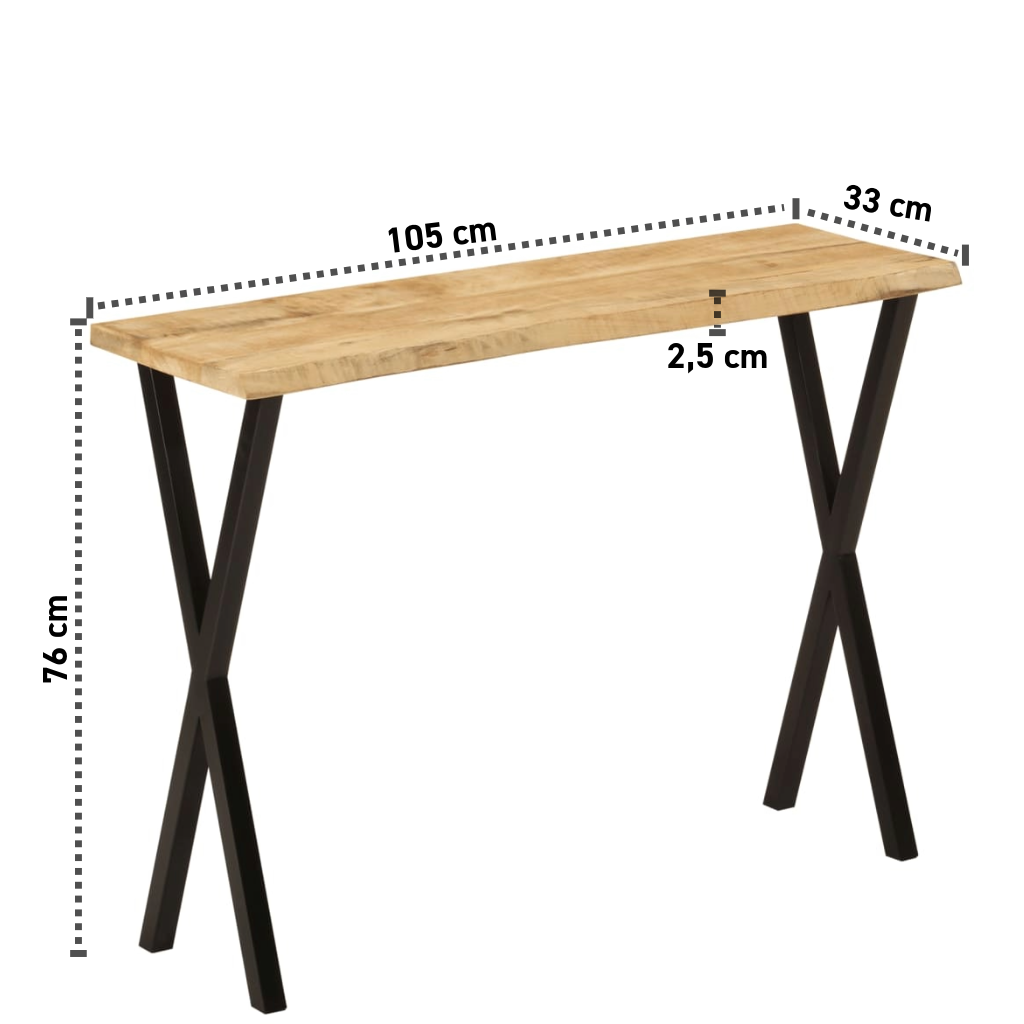 Konsolentisch mit Baumkante 105x33x76 cm