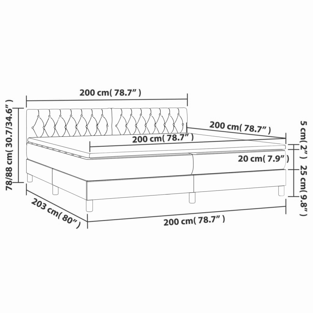 Boxspringbett ''Stitched'' mit Matratze 200x200 cm