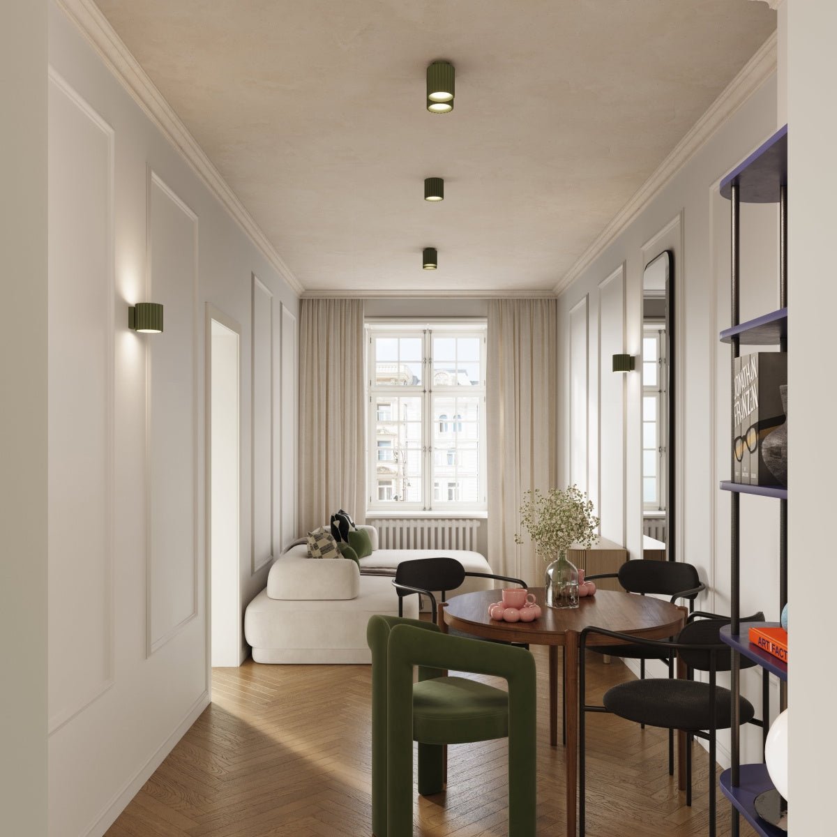 Deckenleuchte "AURA 2" – Deckenleuchte in Olivgrün | Dexity Lichtdesign