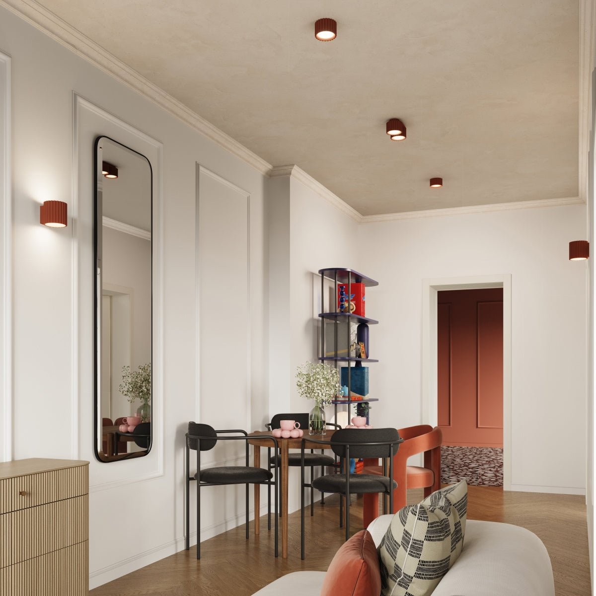 Deckenleuchte "AURA 2" – Deckenleuchte in Roter Ocker | Dexity Lichtdesign
