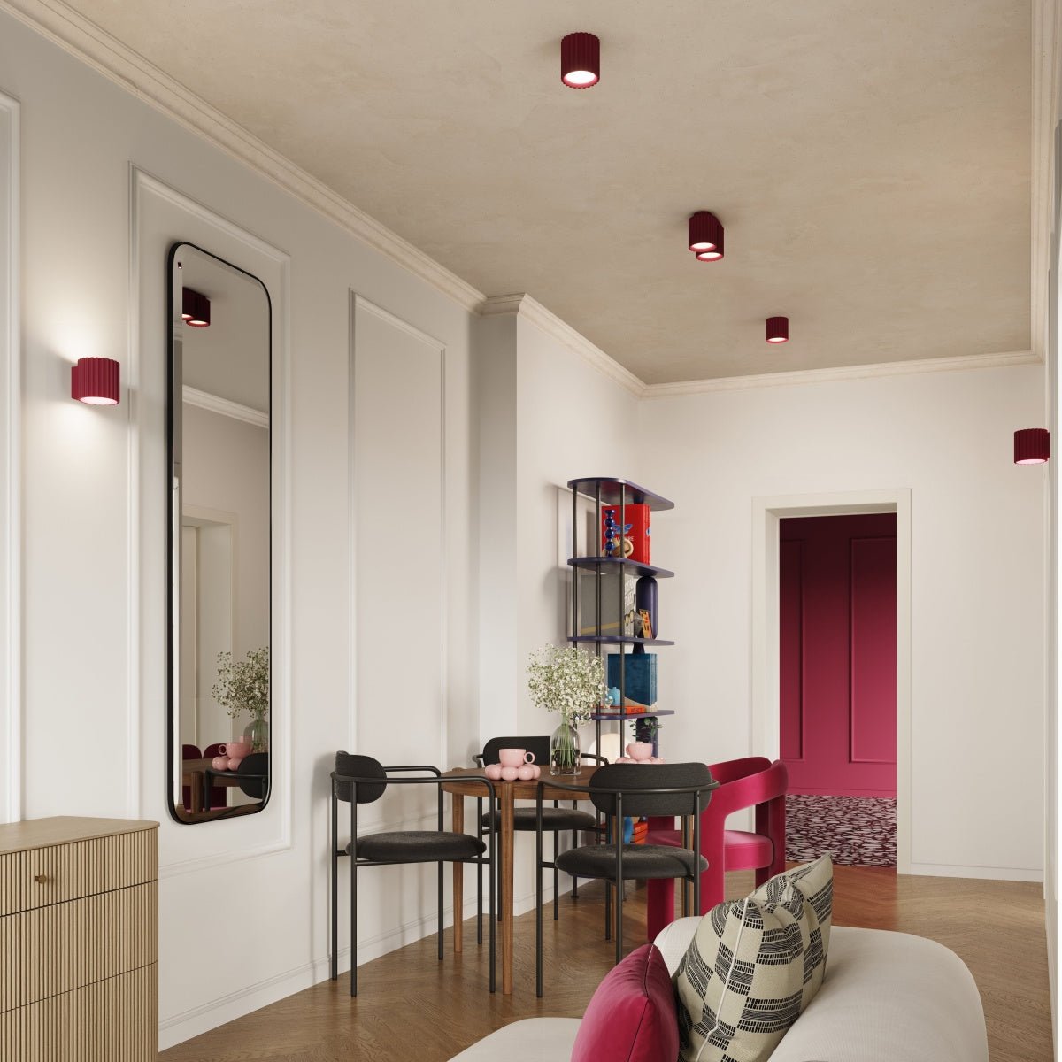 Deckenleuchte "AURA 2" – Deckenleuchte in Burgunderrot | Dexity Lichtdesign