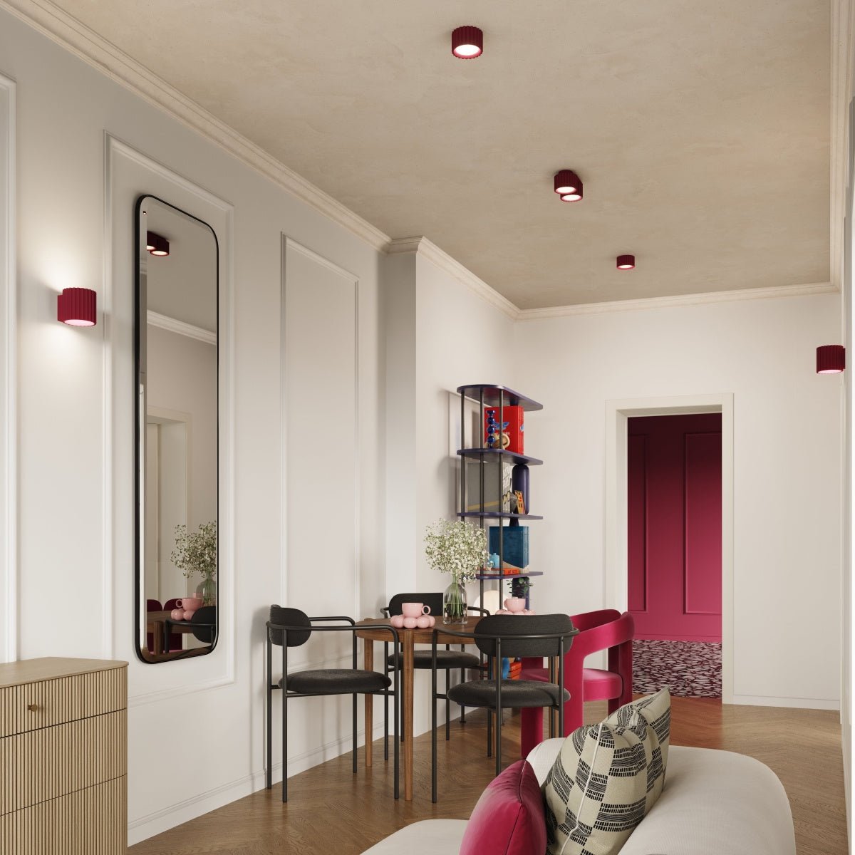 Deckenleuchte "AURA 2" – Deckenleuchte in Burgunderrot | Dexity Lichtdesign